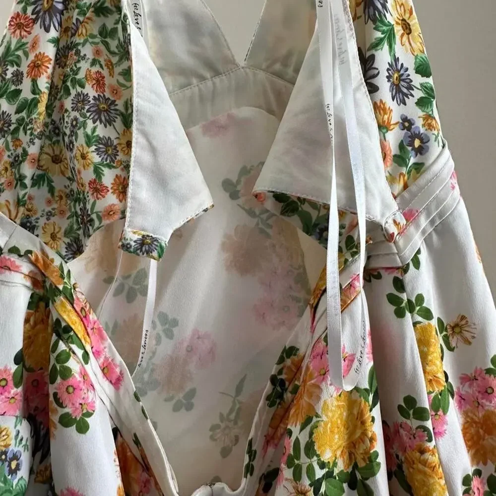 White and multi colored floral dress